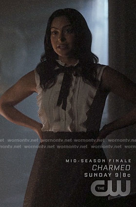 Veronica's white ruffled sleeveless top on Riverdale
