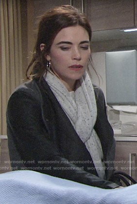 Victoria's speckled scarf on The Young and the Restless
