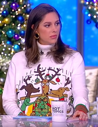 Abby's white reindeer Christmas sweater on The View