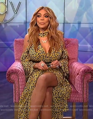 Wendy's yellow leopard print ruffled dress on The Wendy Williams Show