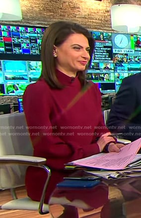 Bianna's red mock neck dress on CBS This Morning