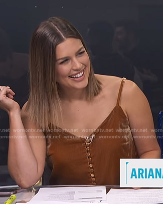 Carissa's brown velvet camisole on E! News Daily Pop