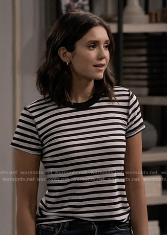 Clem's black and white striped tee on Fam