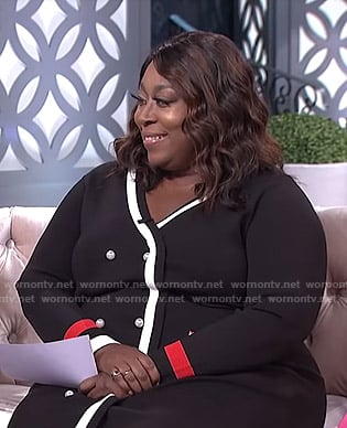 Loni's black button front sweater dress on The Real