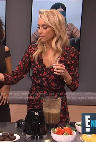 Giuliana's black floral ruffled dress on E! News