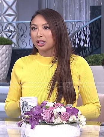 Jeannie's yellow ribbed dress on The Real