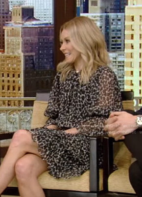Kelly's black leopard print mini dress on Live with Kelly and Ryan
