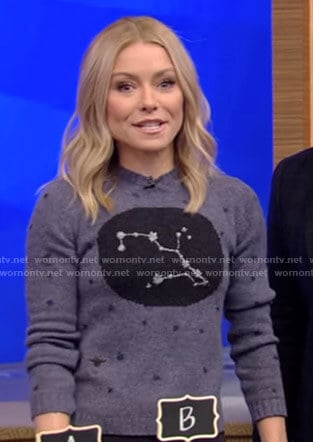 Kelly's constellation print sweater on Live with Kelly and Ryan