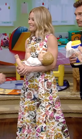 Kelly's white floral midi dress on Live with Kelly and Ryan