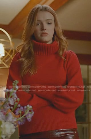 Kirby's red turtleneck sweater on Dynasty