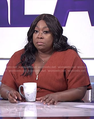 Loni's orange v-neck dress on The Real