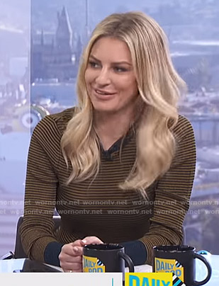Morgan's metallic striped sweater on E! News Daily Pop