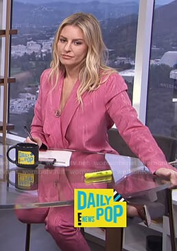 Morgan's pink marble suit on E! News Daily Pop