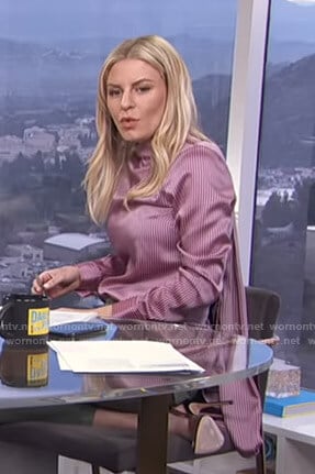 Morgan's pink striped blouse on E! News Daily Pop