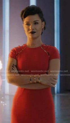 Reeva's red cutout dress on The Gifted