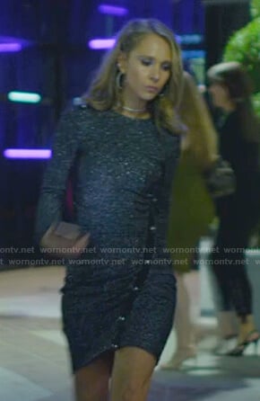 Veronica's metallic button detail dress on Dirty John
