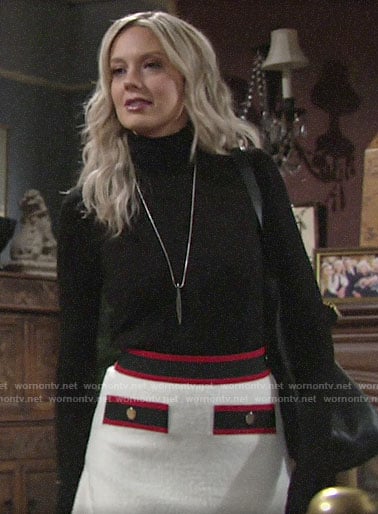 Abby's black turtleneck and white skirt on The Young and the Restless