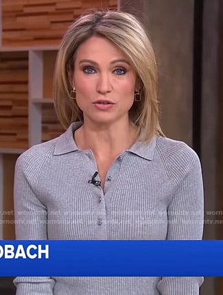 Amy's grey ribbed polo dress on Good Morning America