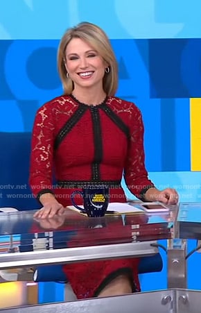 Amy's red lace midi dress on Good Morning America