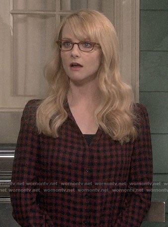 Bernadette's red gingham check shirt on The Big Bang Theory