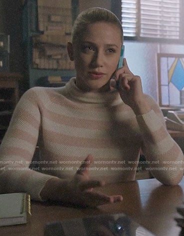 Betty's pink striped sweater on Riverdale