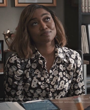 Daisy's poppy print blouse on Madam Secretary