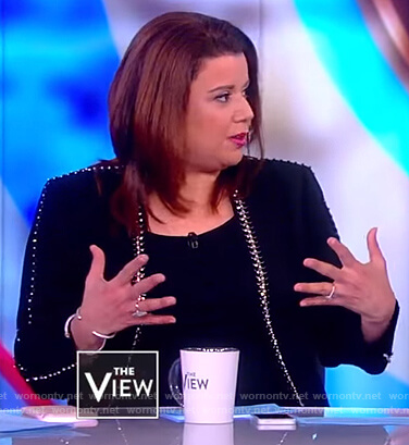 Ana's black embellished trim jacket on The View