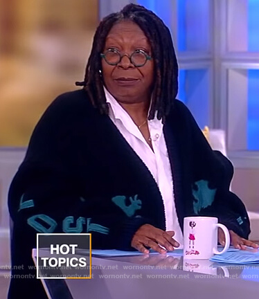 Whoopi's black Lost Hill cardigan on The View