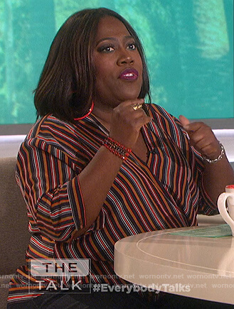 Sheryl's striped wrap top on The Talk