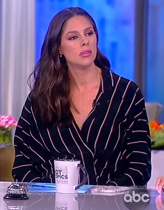 Abby's navy striped wrap dress on The View