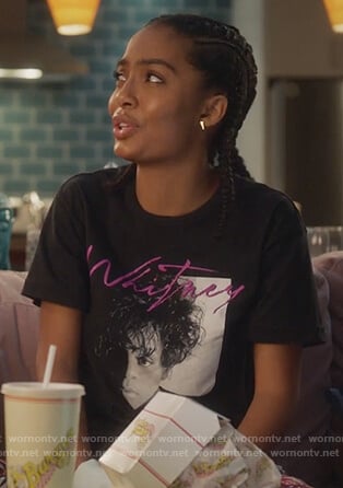 Zoey's black Whitney Houston tee on Grown-ish