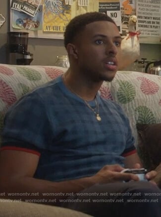 Doug's blue check sweater on Grown-ish