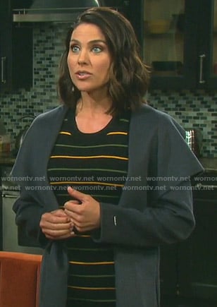 Chloe's black striped knit dress on Days of our Lives