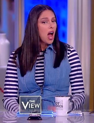 Abby's zip front denim jumpsuit on The View