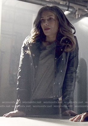 Dinah's leather double breasted jacket on Arrow