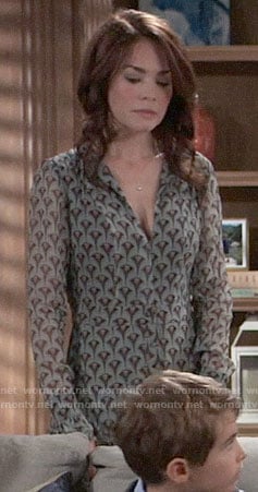 Elizabeth's printed long sleeve dress on General Hospital
