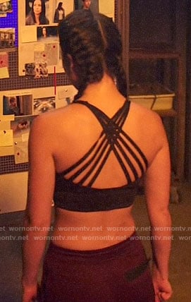 Emiko's strappy back sports bra on Arrow