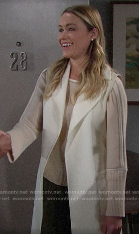 Florence's beige striped sleeve sweater and vest on The Bold and the Beautiful