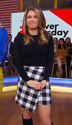 Ginger's black off-shoulder top and buffalo wrap skirt on Good Morning America