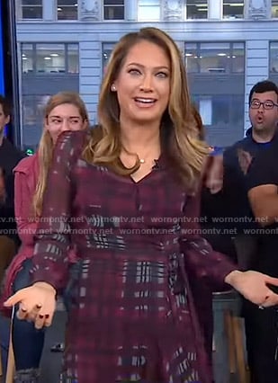 Ginger's purple plaid wrap dress on Good Morning America
