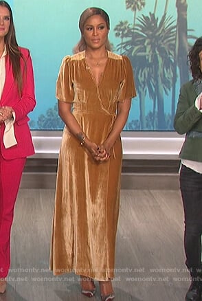 Eve's gold wrap maxi dress on The Talk