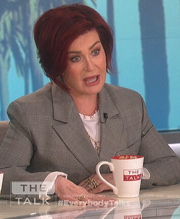 Sharon's gray checked blazer on The Talk