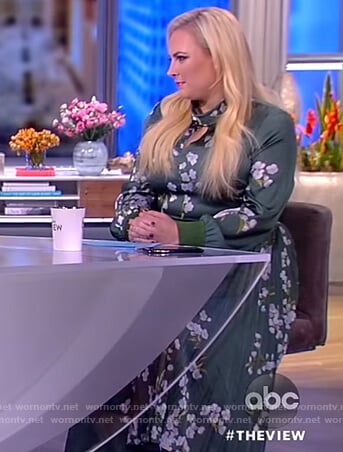 Meghan's green floral keyhole dress on The View