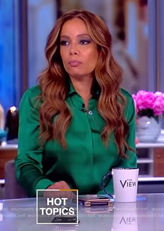 Sunny's green satin shirtdress on The View