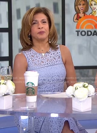 Hoda's blue sleeveless lace dress on Today