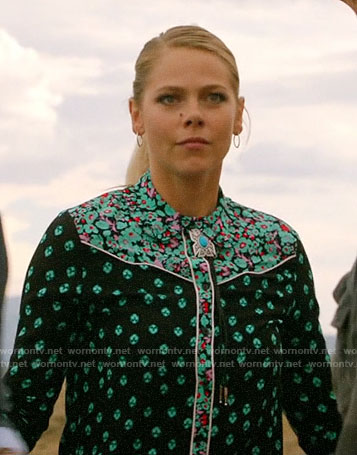 Isobel's mixed floral western shirt on Roswell New Mexico
