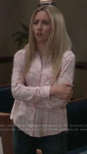 Josslyn's pink plaid shirt on General Hospital