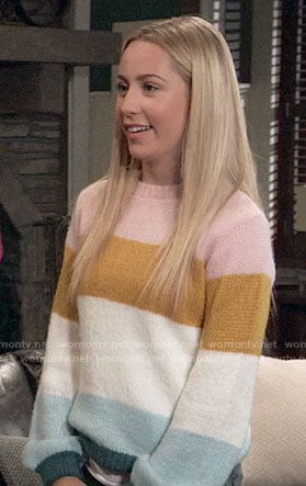 Josslyn's multi-colored striped sweater on General Hospital