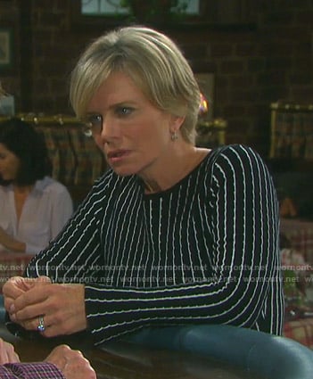 Kayla's black striped dress on Days of our Lives