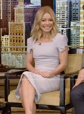 Kelly's grey cap sleeve sheath dress on Live with Kelly and Ryan